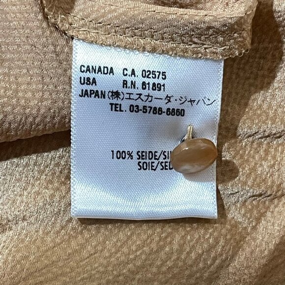 Escada Silk Tan Sleeveless Tan Top With Tie Front Size 38/Medium - Picture 7 of 8